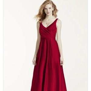Long Satin Tank Ball Gown Bridesmaid Dress